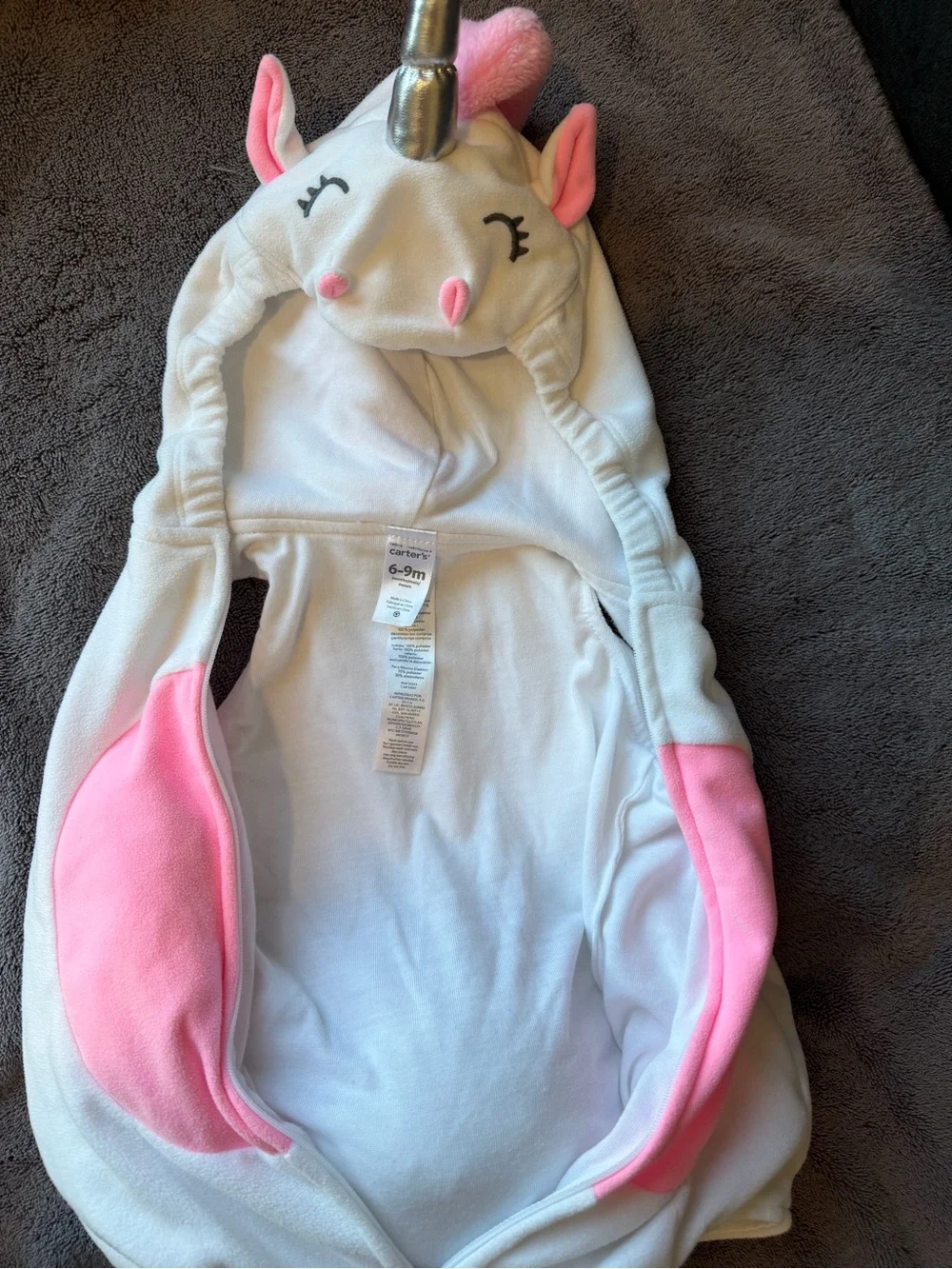 ❤️ Carter’s- Unicorn Hooded Baby Costume - White & Pink - Picture 4 of 5